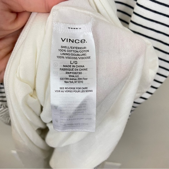 Vince White and Black Striped Side Tie Crewneck T Shirt Dress Size Large - Picture 7 of 8